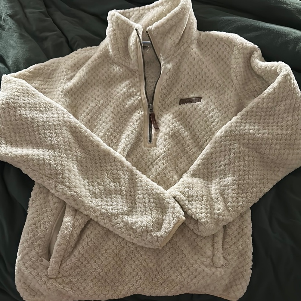 Columbia Cream Cowl Neck Sweater with Textured Pattern